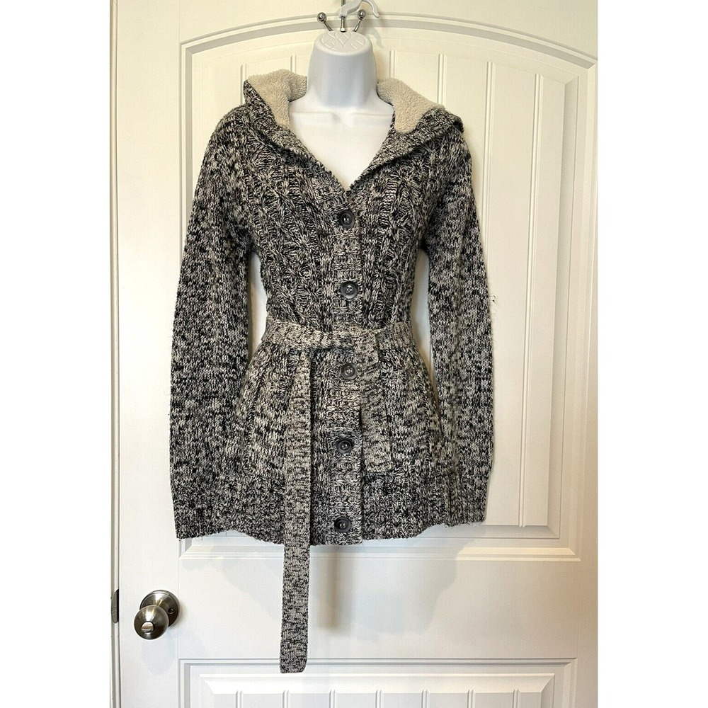 Ashley By 26 International Outerwear Womens S Pea Coat, Black/ White Knitted